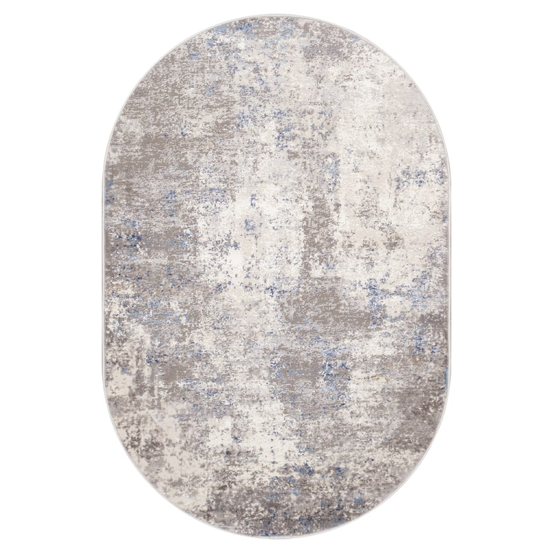 Pasargad Home Turkish Stella Design Beige/L.Grey Area Rug - 3' x 5' Oval - Beige