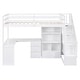 preview thumbnail 27 of 31, Durable Twin Size Wooden Loft Kids Bed with L-Shaped Desk and Drawers,Cabinet and Storage Staircase