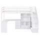 preview thumbnail 9 of 13, White Twin Size Loft Bed with 4 Drawers and L-Shaped Desk, Pine Wood Twin Bed Frame with Cabinet and Storage Staircase