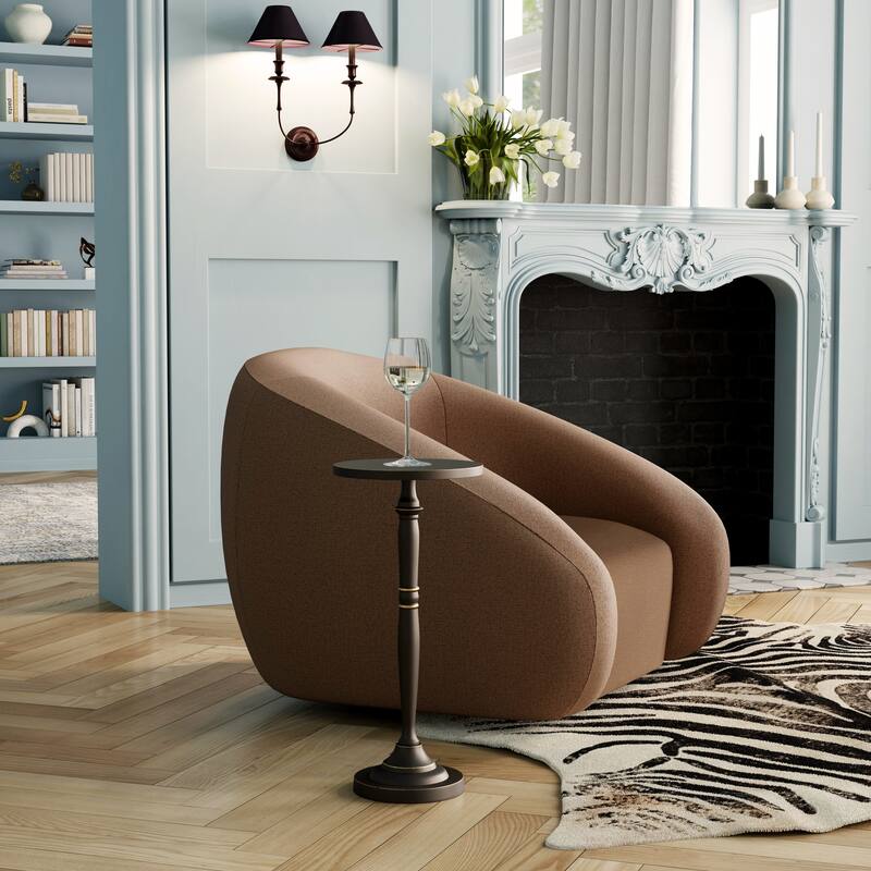 Langford Indoor 10 in. W Round Metal Pedestal Base Side Table - Distressed Black
