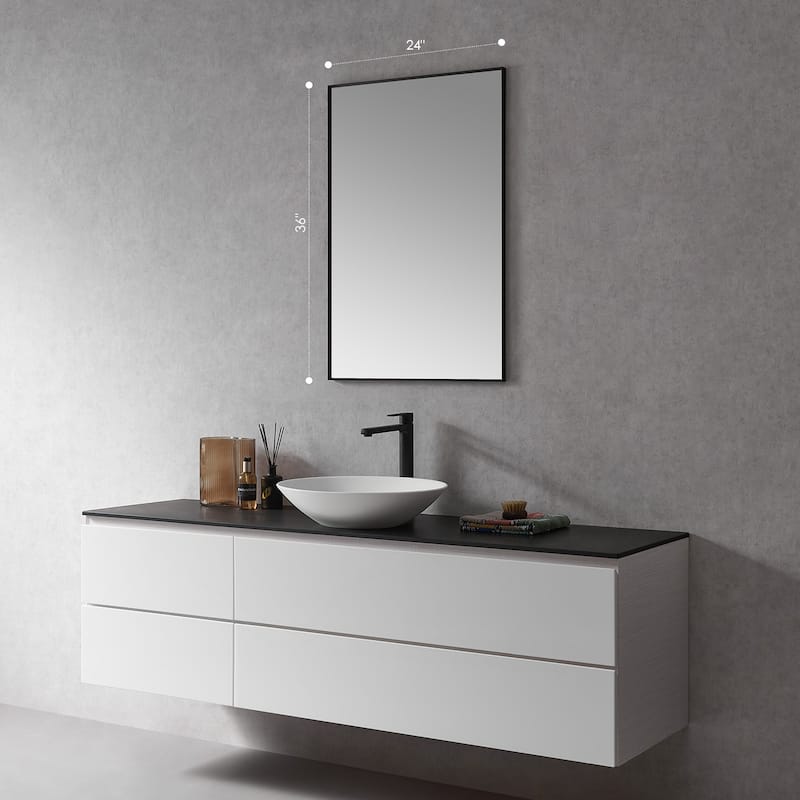 Altair Sassi Bathroom/Vanity Aluminum Framed Wall Mirror - 24 in. - Black