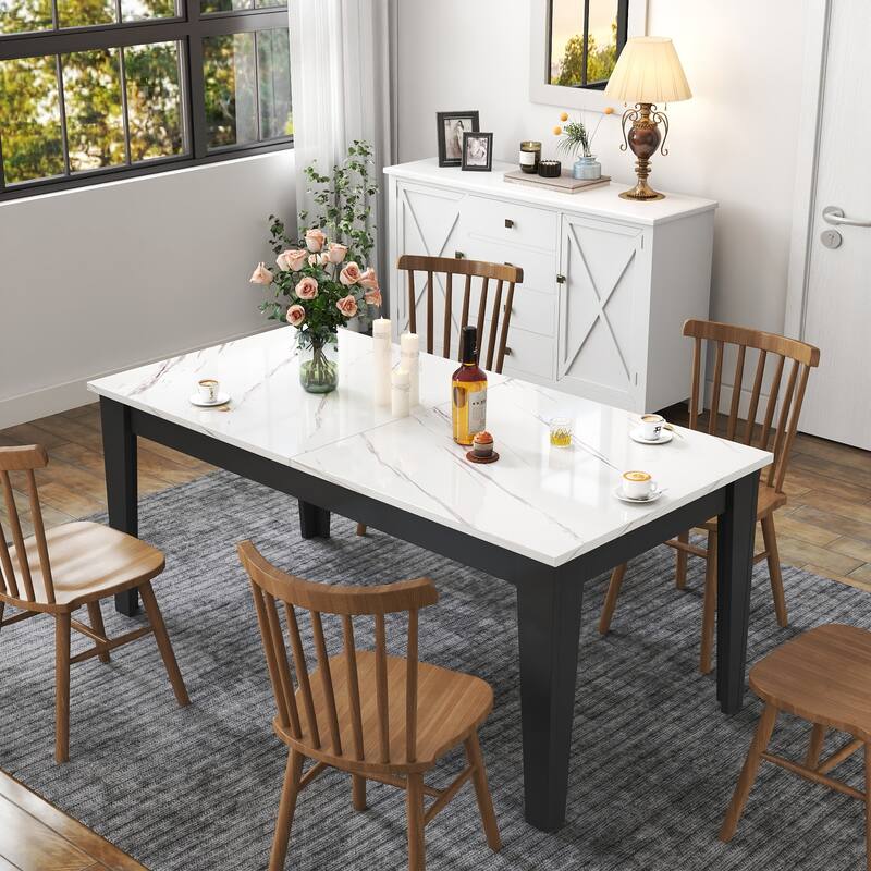 Dining Table, 106.3 in Large Extendable Kitchen Table