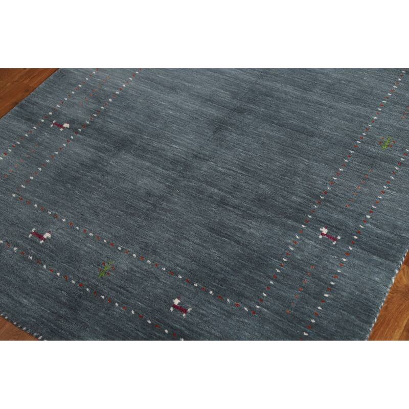 Hand Knotted Oriental 100% Wool Carpet Tribal Tribal Greys & Charcoal Gabbeh Area Rug - 5' 10'' X 3' 11''