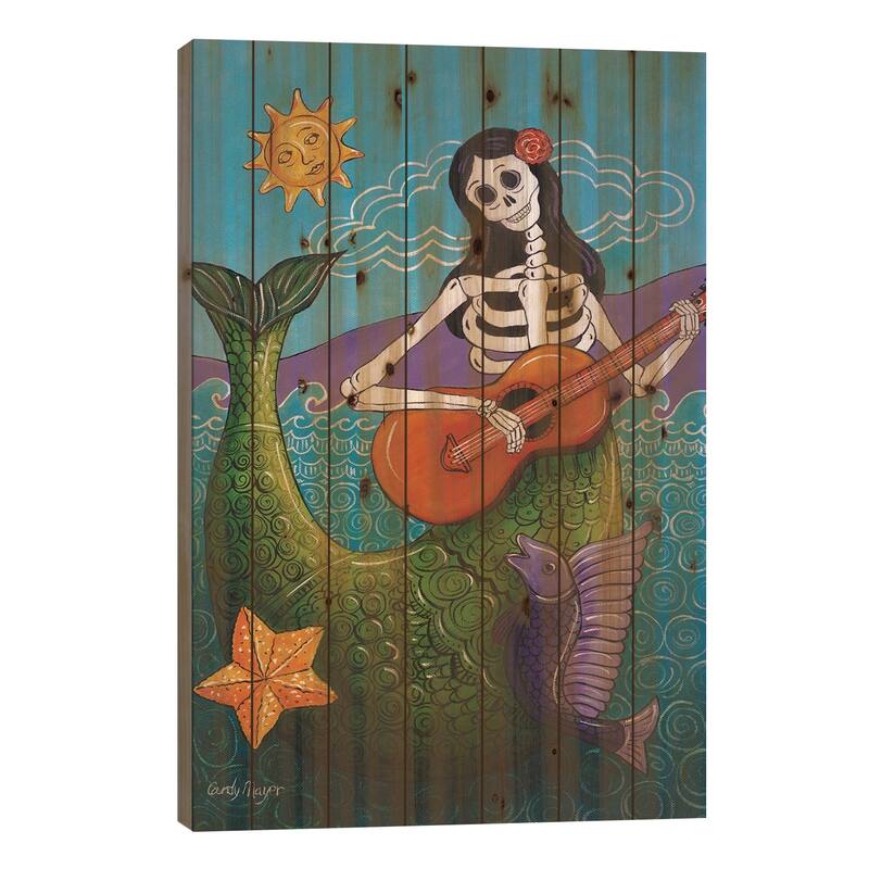 La Sirena Print On Wood by Candy Mayer - Multi-Color - 26x18x1.5
