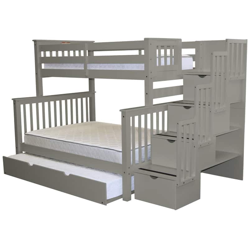 Taylor & Olive Trillium Twin over Full Stairway Bunk Bed, Full Trundle