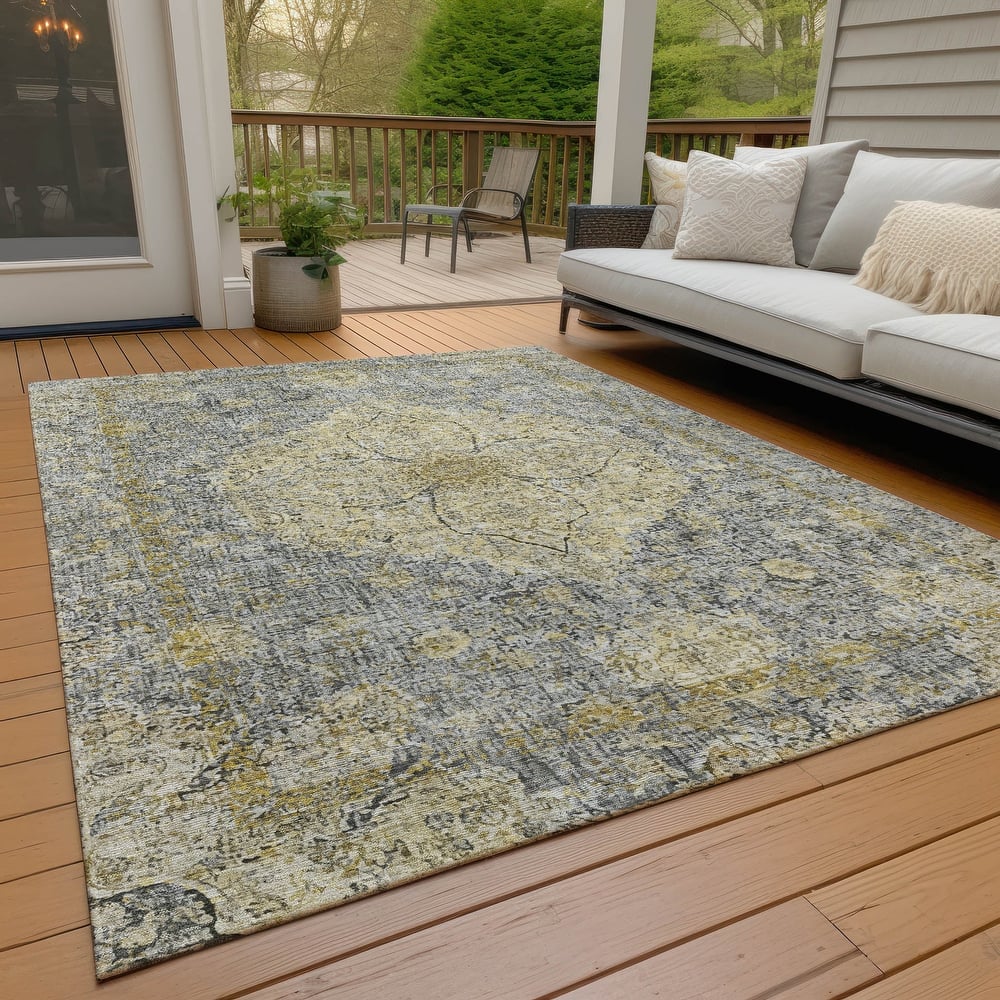Machine Washable Indoor/Outdoor Traditional Global Chantille Rug