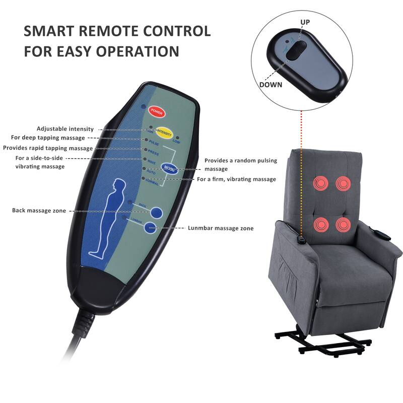 Power Lift Recliner for Elderly with Adjustable Massage Function