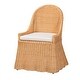 preview thumbnail 1 of 7, Maya Natural Rattan Accent Chair - Hand Woven Wicker Dining Chair with Scalloped Skirt and Cushion, Coastal Boho Style Seating Light Honey