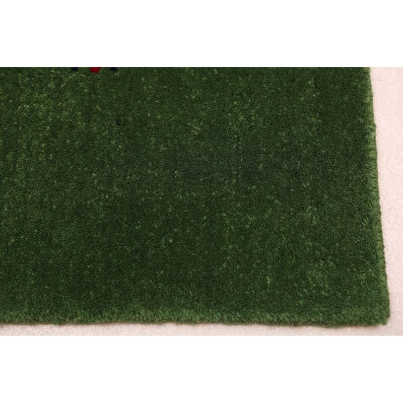 ECARPETGALLERY Hand Loomed Kashkuli Gabbeh Green Wool Rug - 4'11 x 7'9