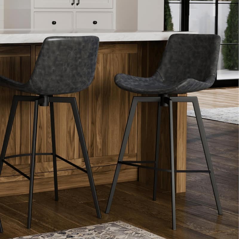 Maven Lane Victor Metal & Vegan Leather Kitchen Dining Stool