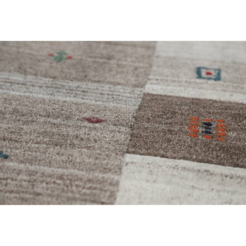 Hand Knotted Oriental 100% Wool Carpet Tribal Tribal Greys & Charcoal Gabbeh Area Rug - 7' 7'' X 5' 5''