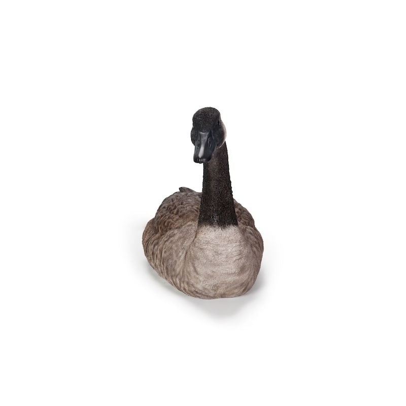 18" Brown and Black Sitting Canadian Goose Outdoor Garden Statue