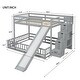 preview thumbnail 4 of 9, Twin Over Full Bunk Bed with Slide, Storage Staircase, Pine Solid Wooden Bunk Bed with Safety Guardrails