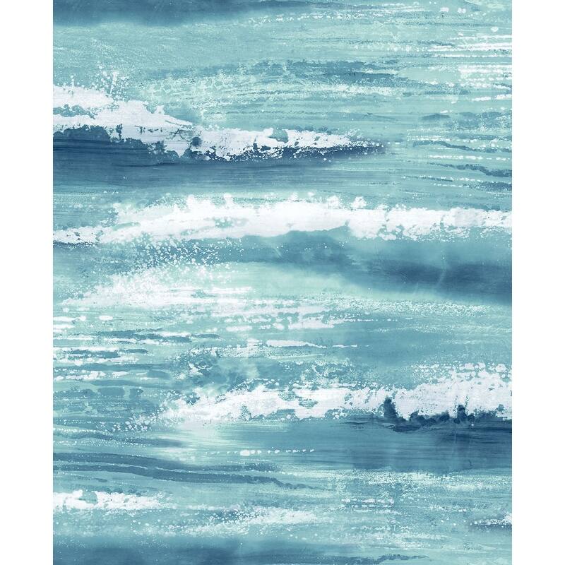 Seabrook Designs Moseley Waves Abstract Unpasted Wallpaper - 20.5 in. W x 33 ft. L - Metallic Blue and White