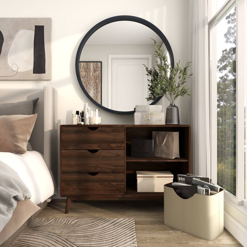 Black, White or Gold Wooden Room Wall Mirror with Thin Frame
