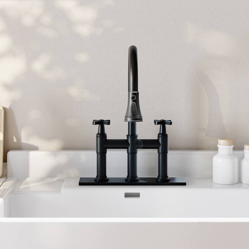 Bridge Kitchen Faucet with 3 Way Spray Function