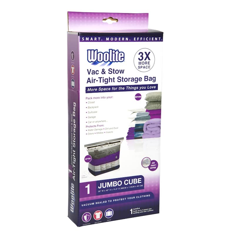 Laundry 360 White Nylon Air-Tight Jumbo Cube Vacuum Storage Bags - 35"Wx15.5"Dx43"H