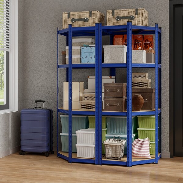 4-Tier Corner Shelving Unit Adjustable Garage Storage Utility Rack 4-Tier Corner Shelving Unit Adjustable Garage Storage Utility Rack