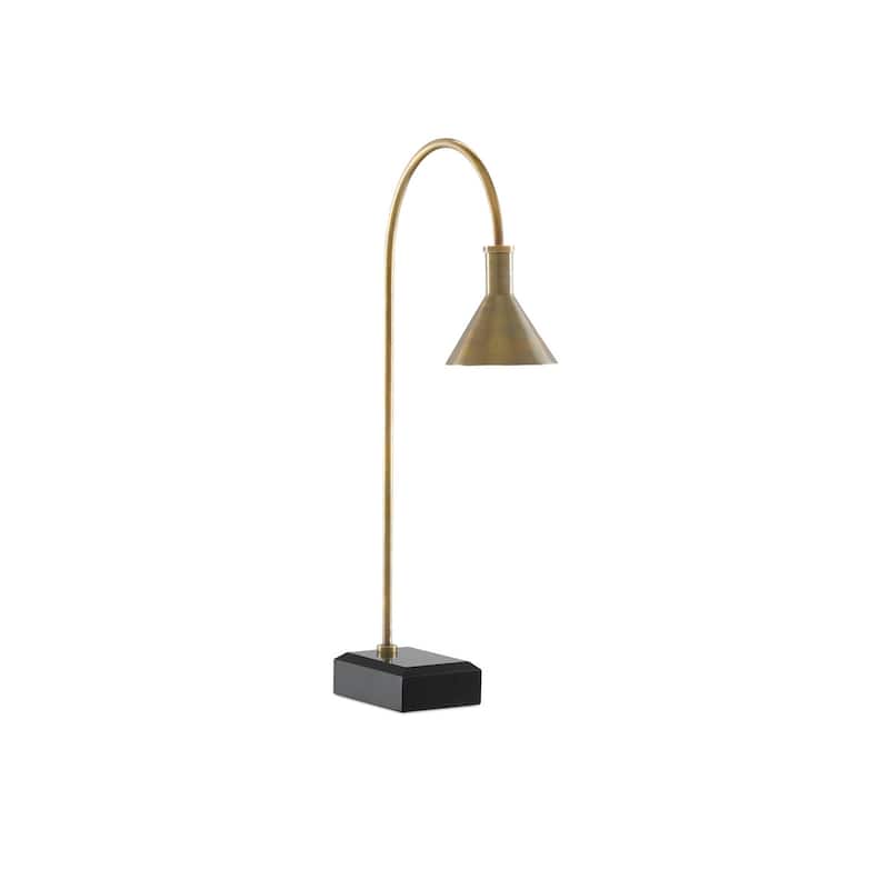 Currey & Company Thayer Brass Desk Lamp - 26"h x 5"w x 6"d