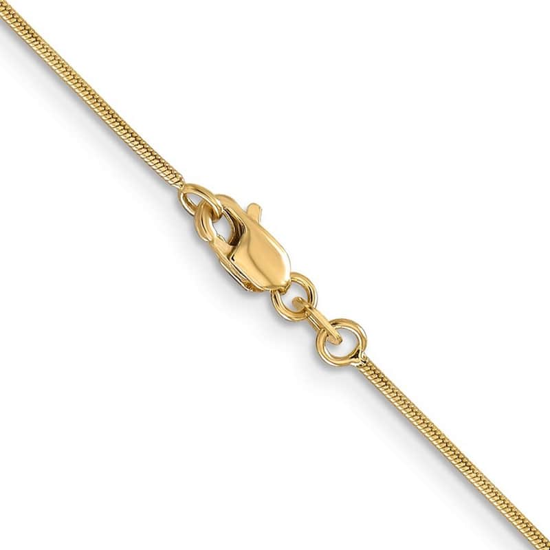 Curata 14k Yellow Gold Solid 0.9mm Round Snake Chain Necklace (Lobster) Options: 16 18
