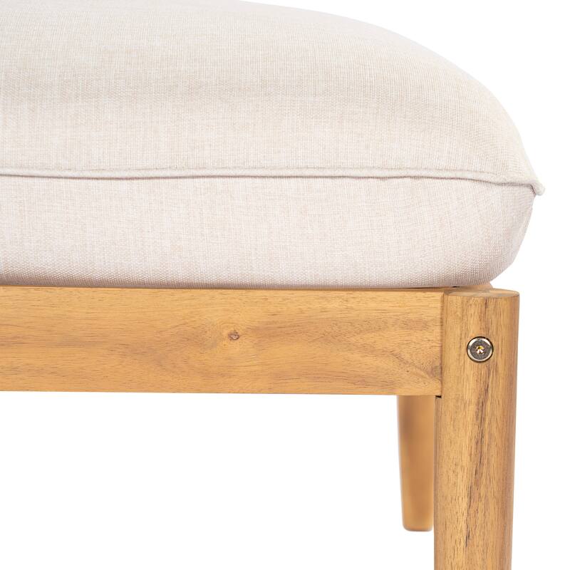 Christopher Knight Home - Terassi Outdoor 27.55" Acacia Wood Ottoman with Wide Padded Cushion for Relaxation