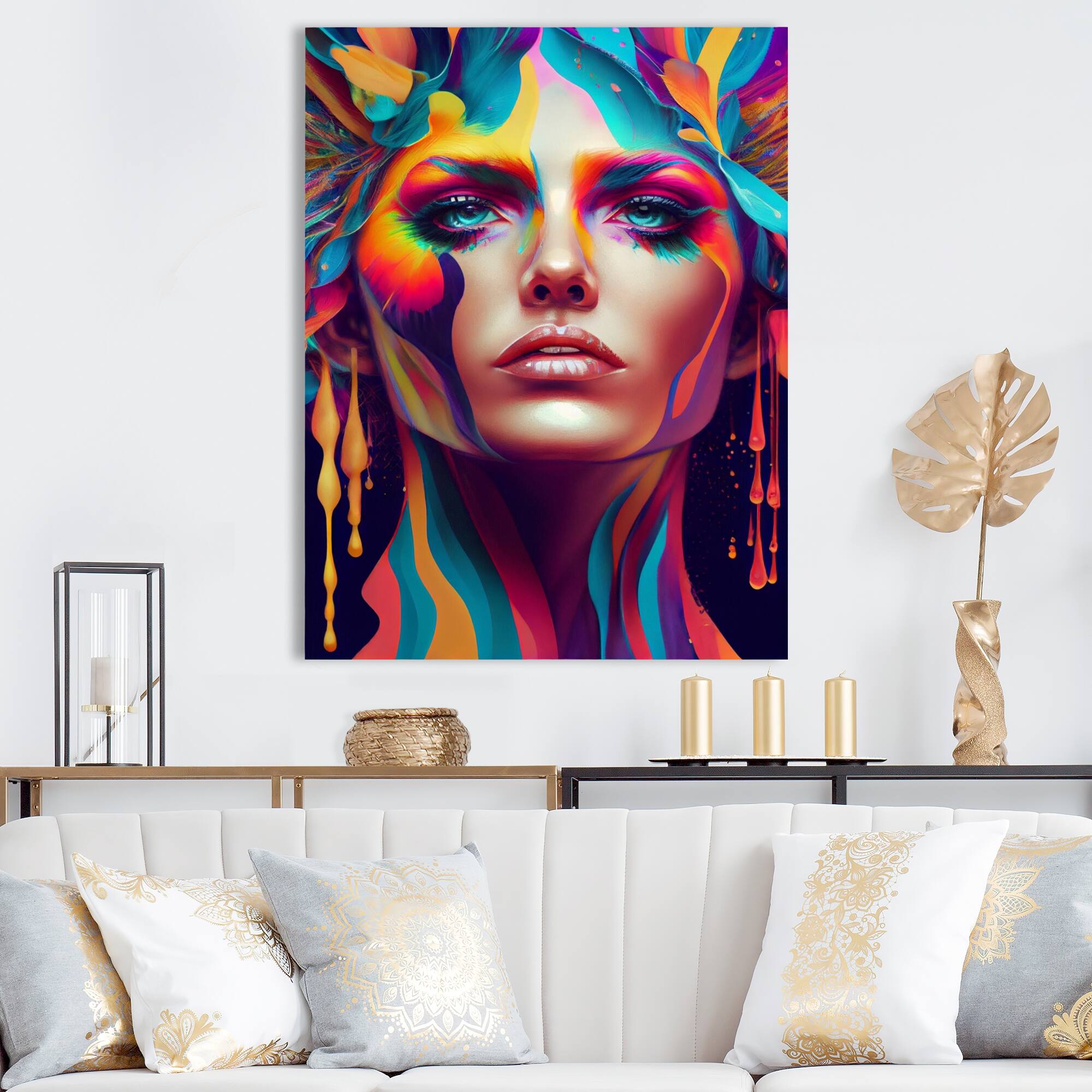 Designart 'Avant Garde Feather Sensual Portrait V' Contemporary Glam