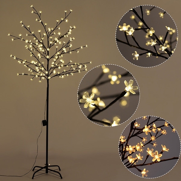 Costway Christmas Xmas Cherry Blossom Led Tree Light Floor Lamp Costway Christmas Xmas Cherry Blossom Led Tree Light Floor Lamp Holiday Decor Warm White Black