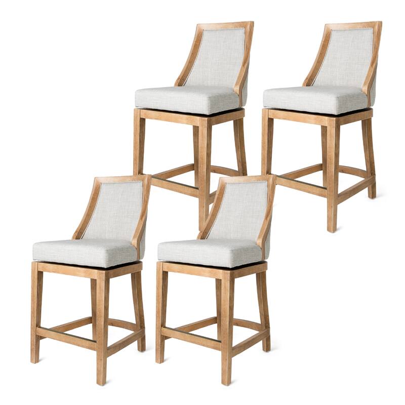 Maven Lane Vienna Swivel Kitchen Stool - Set of 4 - Weathered Oak - Counter Height
