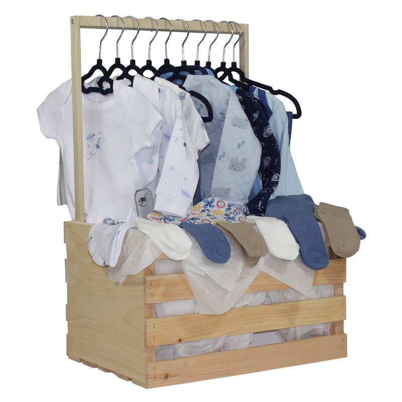 Baby Shower Wardrobe Crate & 10 Clothes Hangers Kit