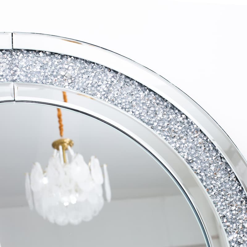 Arched Full Length Floor Mirror Diamond Accent Full Body Mirror