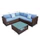 COSIEST Wicker Outdoor Sectional Set with Coffee Table and Cover
