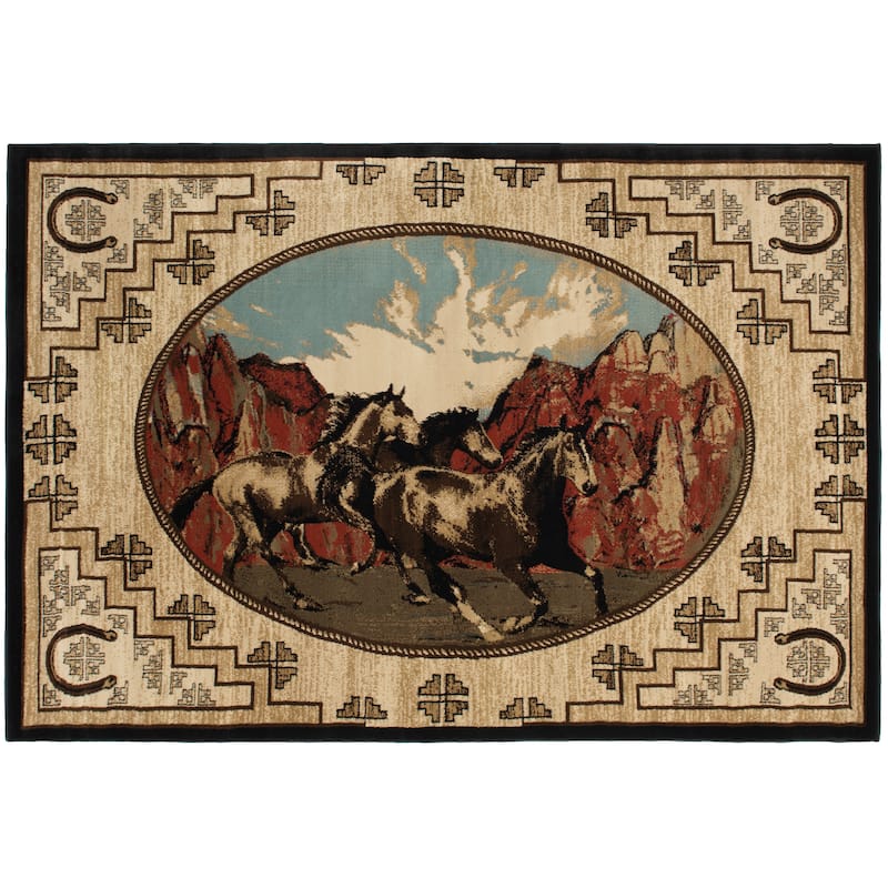 Lodge King Great Escape Wild Horse Multi Area Rug - 7'10" x 9'10"