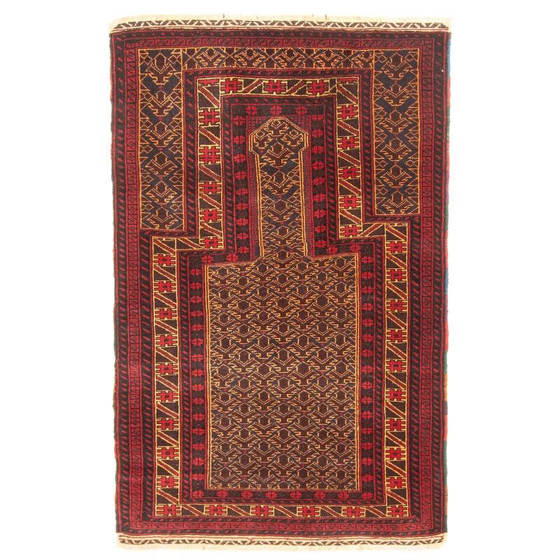 ECARPETGALLERY Hand-knotted Teimani Burgundy Wool Rug - 2'10 x 4'6