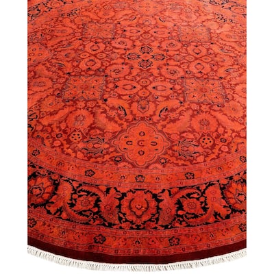 Fine Vibrance, One-of-a-Kind Hand-Knotted Area Rug - Red, 8' 1" x 8' 1" - 8' 1" x 8' 1"