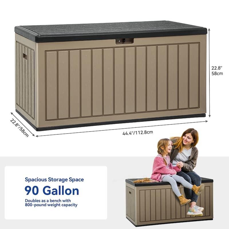 90 Gallons Water Resistant Resin Lockable Deck Box