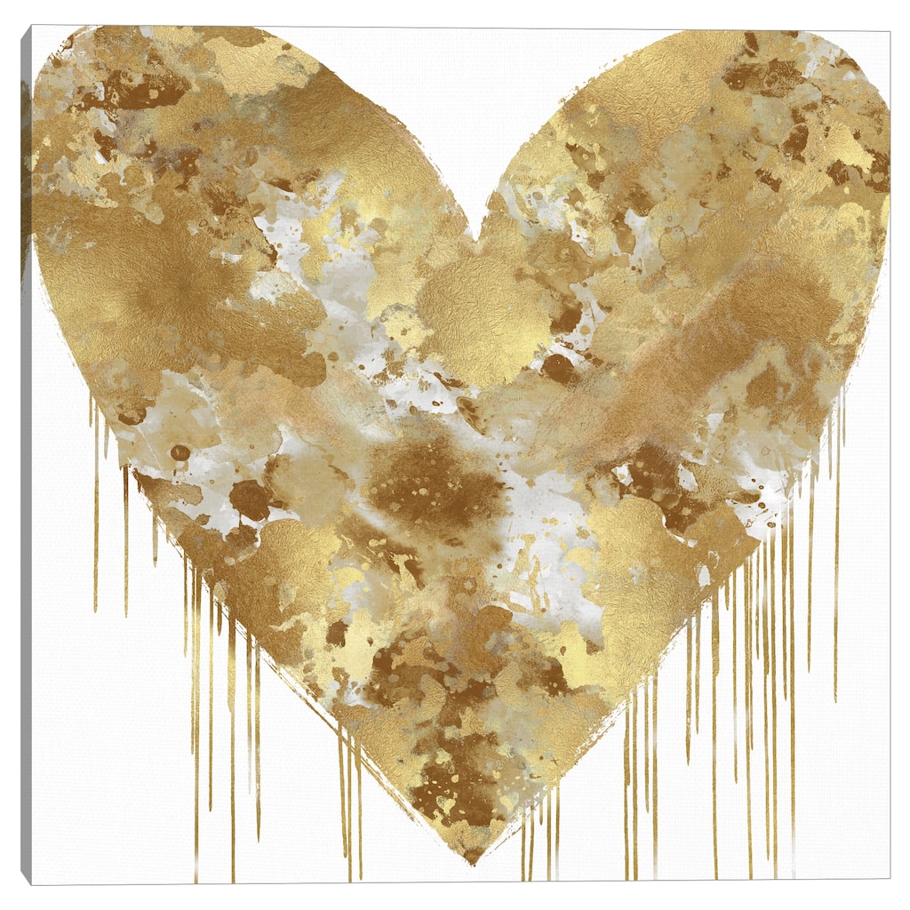 Big Hearted Gold and White by Lindsay Rodgers Canvas Art Print