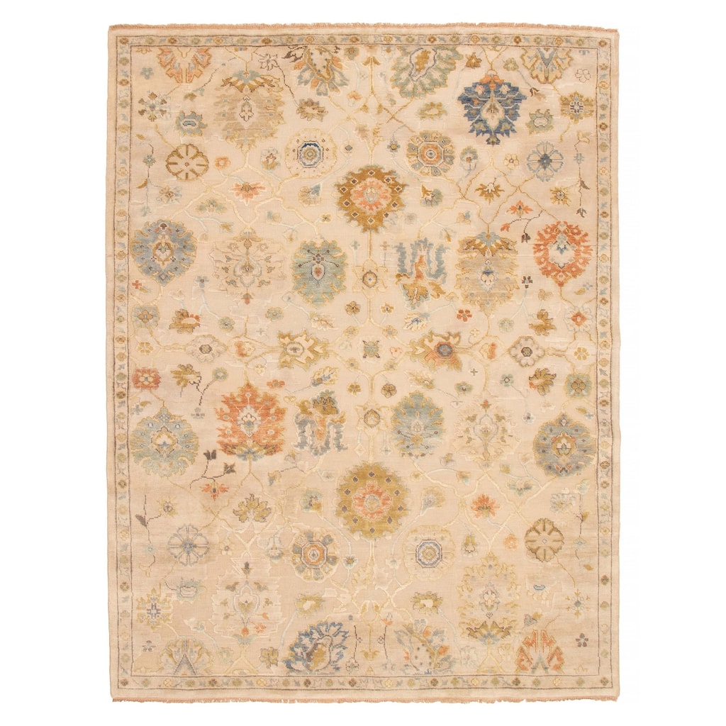 ECARPETGALLERY Hand-knotted Modern Oushak Beige Wool Rug - 8'11 x 11'8
