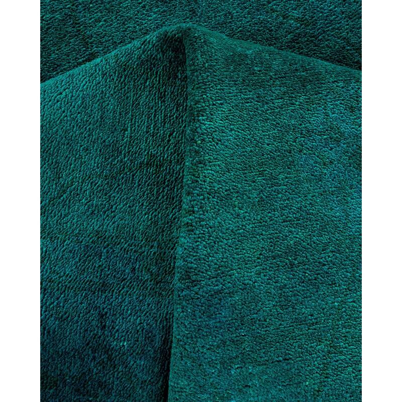 Overton Hand Knotted Wool Vintage Inspired Modern Contemporary Overdyed Green Area Rug - 6' 0" x 9' 4"