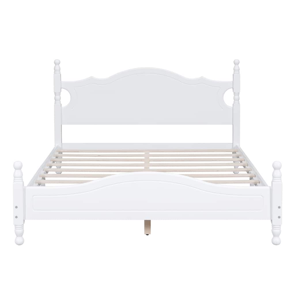 Platform Bed Frame,Retro Style Platform Bed with Wooden Slat Support