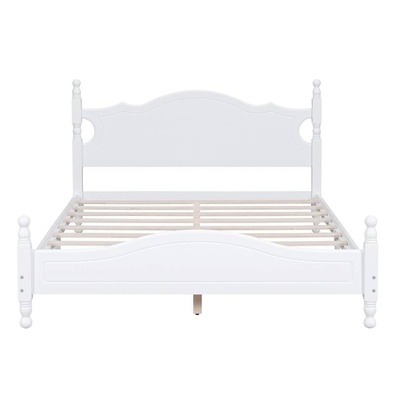 Retro Style Platform Bed Frame with Headboard and Wooden Slat Support
