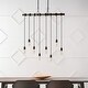 preview thumbnail 5 of 9, Zoey 40" 8-Light Vintage Driftwood Iron LED Linear Chandelier with Height Adjustable Bulbs, Brown Wood/Black , by JONATHAN Y