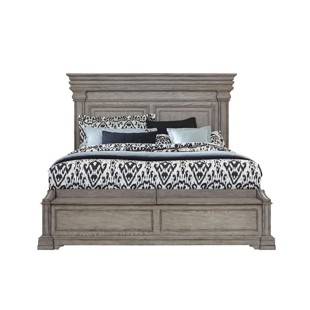 Madison Ridge California King Panel Bed with Blanket Chest Footboard in Heritage Taupe