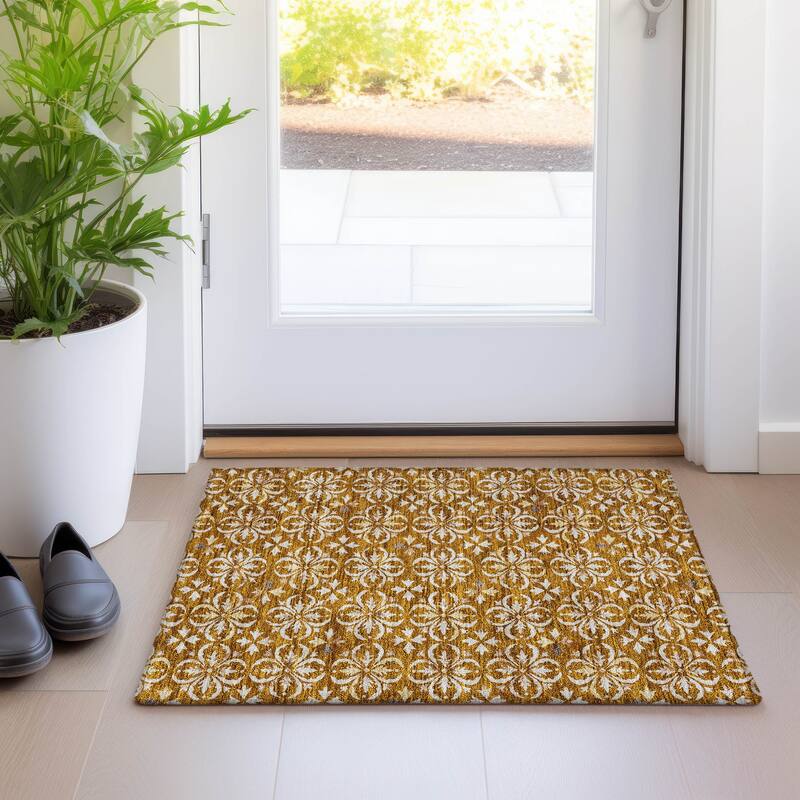 Premium Washable Super Soft Transitional Medallions Mayfield Rug - Paprika - 1'8" x 2'6"
