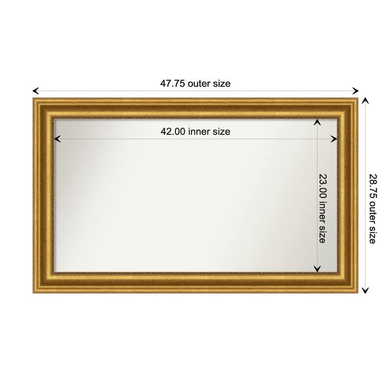 Parlor Gold Framed Non-Beveled Custom Wall Mirror, Bathroom Vanity Mirror - Outer Size: 47.75 x 28.75