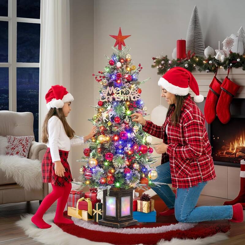 4.5 Foot Christmas Tree with Snowflake Berries for Living Room, Office