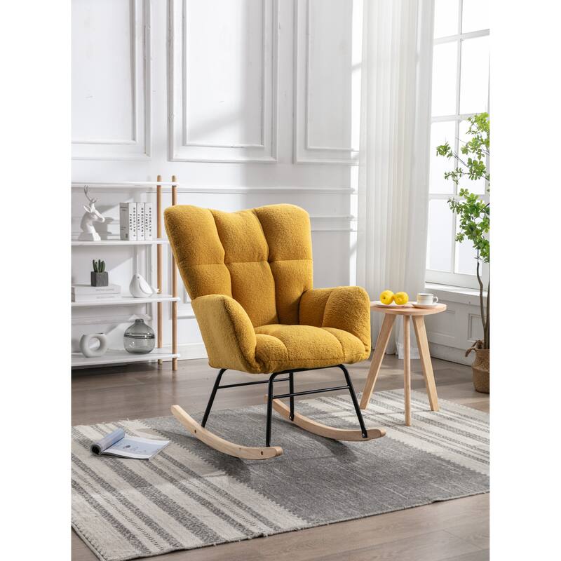 31.5" High Back Buttons Tufted Rocking Chair