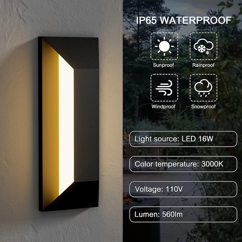 Black Outdoor LED Wall Lantern Sconce with Frosted Glass