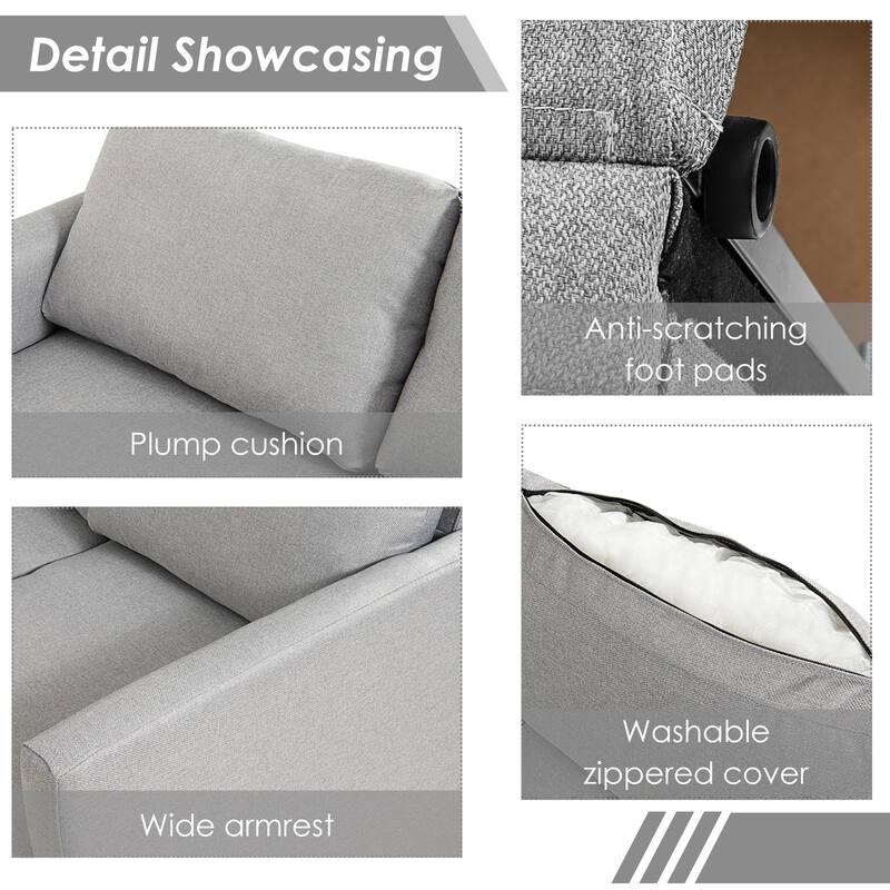 Gymax Convertible L-shaped Sectional Sofa Couch Chaise w/ Ottoman - See Details
