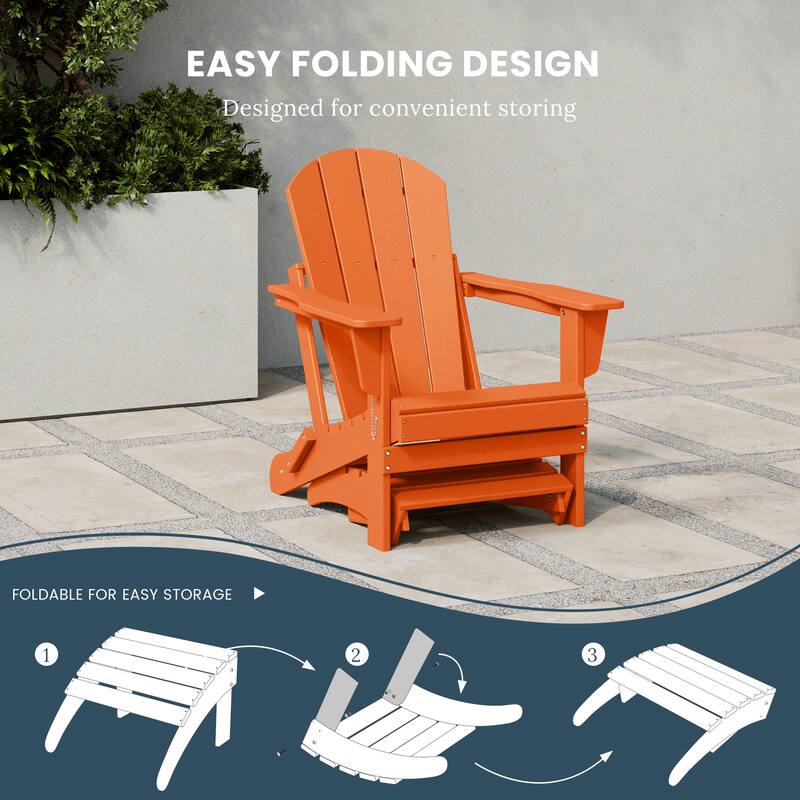 Polytrends Laguna Hdpe All Weather Outdoor Patio Foldable Ottoman