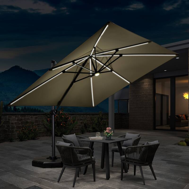 PURPLE LEAF 10 ft Square 360 Degree Rotation Patio Cantilever Umbrella